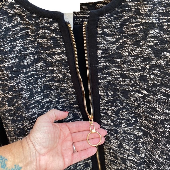 Chicos size 2 Mixed Jacquard Tweed and Jersey Knit Stylish Jacket (US L) NWOT - Picture 4 of 9